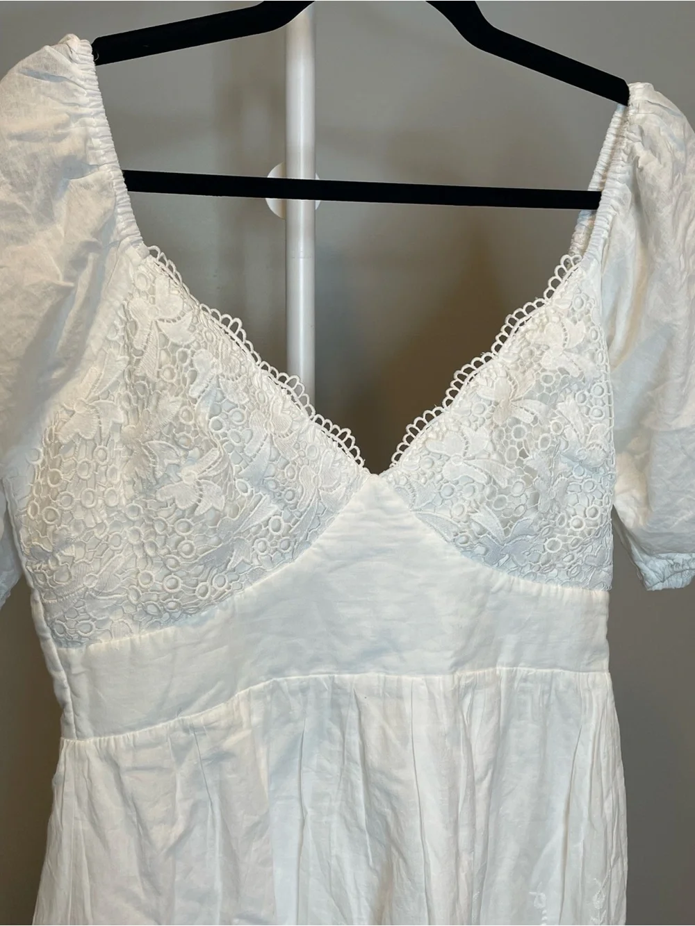 Selfie Leslie 100% Cotton White Cottagecore Embroidered Mini Dress Bridal Shower